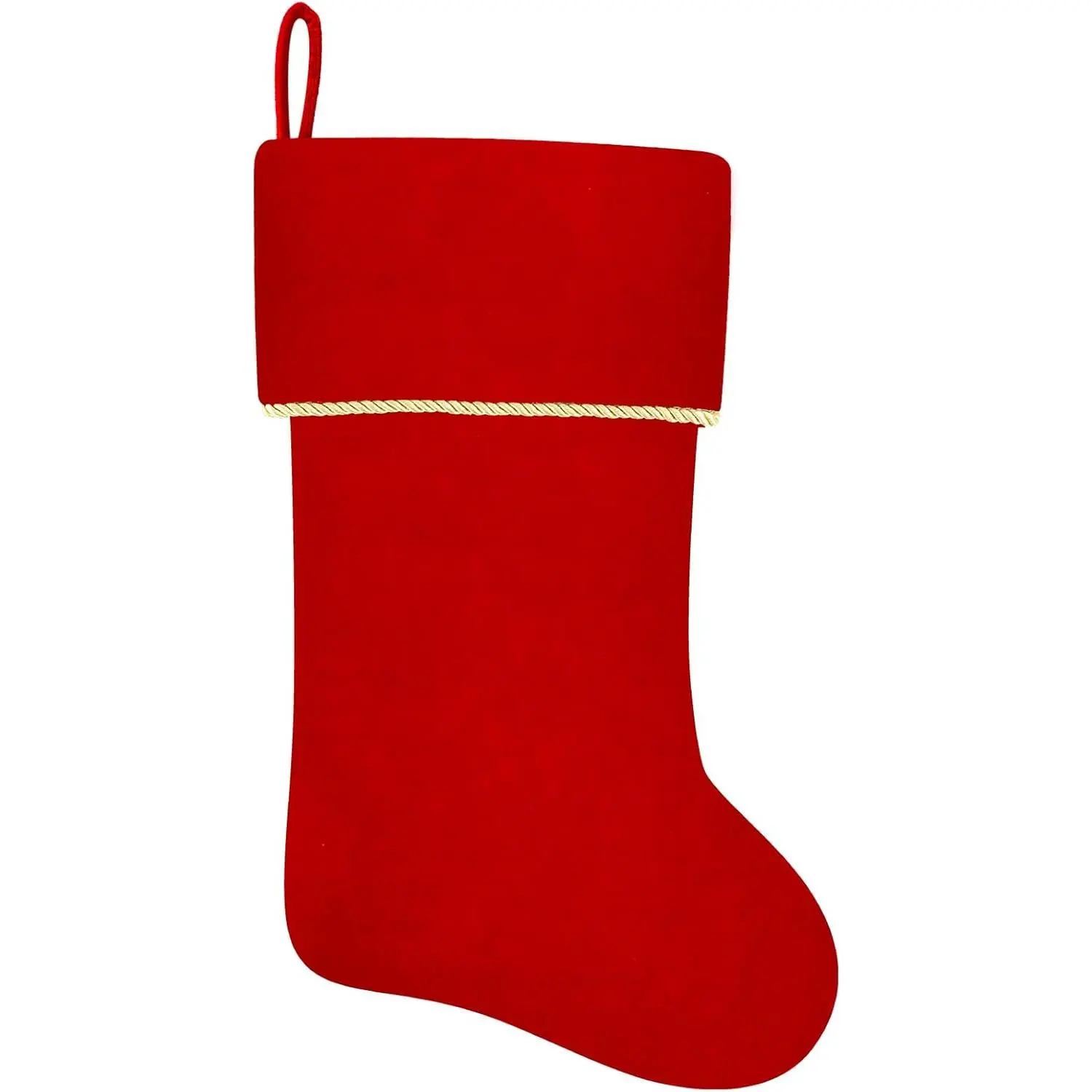 Personalized 20-In Initial Monogram Red Velvet Christmas Stocking - Large, Soft, Gold-Trimmed for Family Christmas Holiday Party Decoration