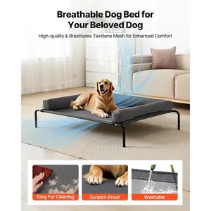 VEVOR Elevated Dog Bed for Large Dogs, Portable Raised Dog Cot with Steel Metal Frame and Breathable Teslin Mesh, Indoor Outdoor Pet Cooling Raised Hammock Bed, XL, GrayVEVOR Super Brand Day