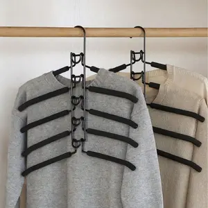 Metal Heavy-Duty 5-In-1 Multi-Layer Coat Hangers | Space-Saving Non-Slip Foam Padding Hanger For Clothing, Coats, Sweaters, Suits, T-Shirts, Jackets, Blouses | Closet Organizer For Home,  Dorm, Travel |  Wardrobe Essentials For Men, Women, Teens