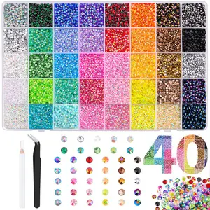 40000Pcs Rhinestones Synthetic  Beads DIY Bedazzling With Kit Mixed Resin Synthetic Beads  & Tweezers,Pick up Pen and Gifted Tools for DIY  Resin Flatback beads with Kit Tools for Art Bedazzling Crafting Book Shoes Nail Art