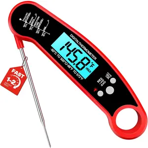 Red - Meat Thermometer Digital – Instant Read Food Thermometer for Grilling, BBQ, Air Fryer, Smoker, Candy Making, Kitchen Gadgets, BBQ Essentials, Gift for Fathers Day, Dad Men Husband Him