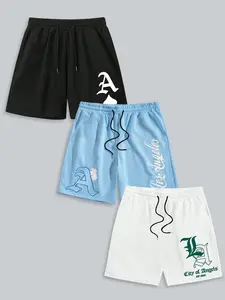 3-Pack Los Angeles Classic Graphic Prints Casual Athletic Shorts | California Aesthetic Streetwear Activewear Casual Sporty Shorts Sweatpants Set