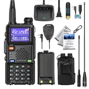 Baofeng UV-5RM 10W Long Range Wireless VHF/UHF Handheld Ham Radio Walkie Talkie, Audio Support, NOAA Weather Receiver, 999CH, DTMF Copy Frequency, USB Type-C Charging, Auxiliary Local Sound, Rechargeable Battery, Original Box (Not Water Resistant)