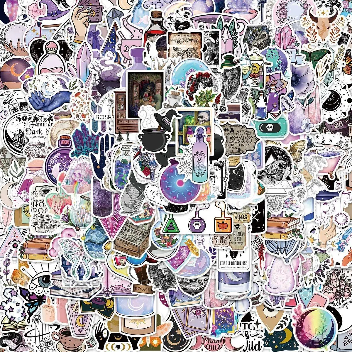 300pcs/pack Witch Medicine Bottle Magic Series Graffiti Sticker, Decal Sticker, Waterproof Decoration Sticker, DIY Creative Toy Home Decoration Sticker, Halloween