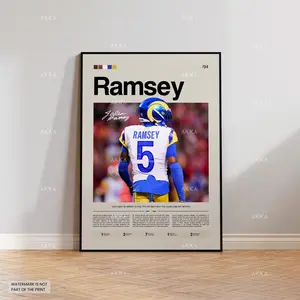 Jalen Ramsey Poster, Ramsey Rams Print, Framed Los Angeles Rams Art, NFL Wall Decor, Los Angeles Rams Print Fan Gift, NFL Décor