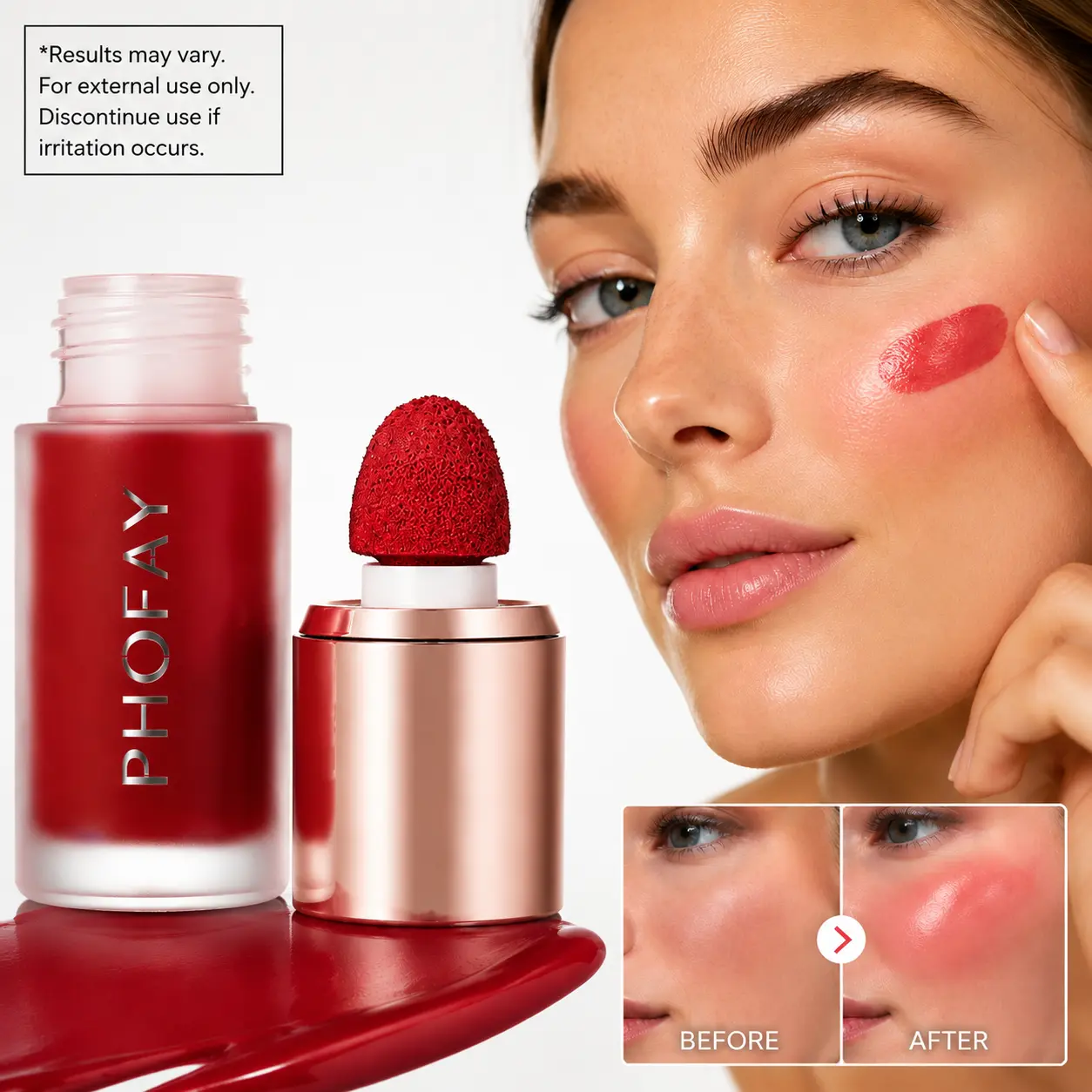 PHOFAY Liquid Blush - Long Lasting Natural Flush Blush Tint for Cheeks & Lips, Lightweight Makeup for Everyday, Date Night & Party Looks
