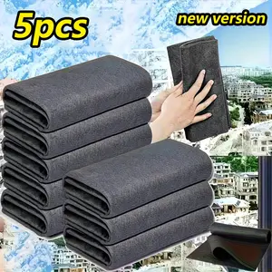 5 Counts Upgraded Magic Glass Cleaning Cloth Set, Multi-Purpose Reusable Ultra-Fine Fiber Cloths for Windows, Mirrors, Cars, Kitchens and Bathrooms, Microfiber Cleaning Cloths