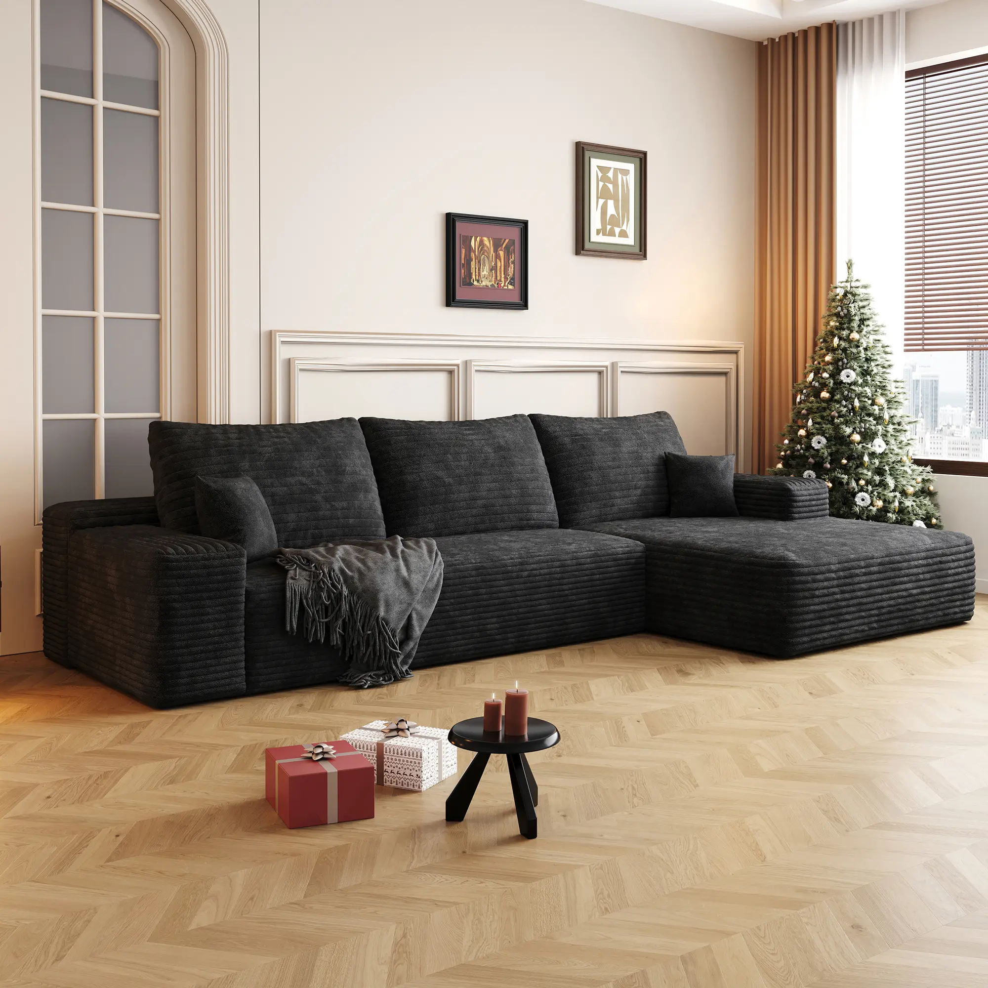 Modern Chenille Cloud Sofa L-Shaped Modular Living Room Combination Soft Cushion Three Seat Memory Foam Suitable for Living Room and Lying Empty Skeleton Free Split Sofa Household Sofa#TikTokShopDealsforYouDays