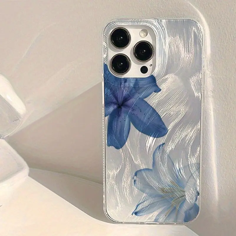 Protective iPhone Case Blue Lily Shockproof Slim Fit Design, Scratch-Resistant Durable TPU & PET Cover with Comfortable Grip, Premium Floral Protection for iPhone 17/16/15/14/13/12/11 Pro Max/Pro/Plus/Air Models