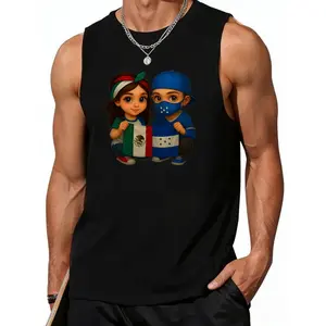 vests tropical graphic tops with kids holding mexico honduras flags casual crewneck ideal for everyday gifts fabric menswear short sleeves