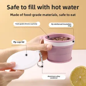 New Silicone Foldable Water Cup with Hook Portable Travel Coffee Mug Outdoor Camping Hiking Teethbrush Cup for Business Trip