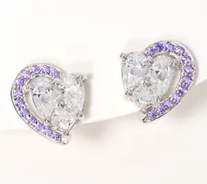 Diamonique x Kathy Levine Love Struck Heart Earrings, Sterling