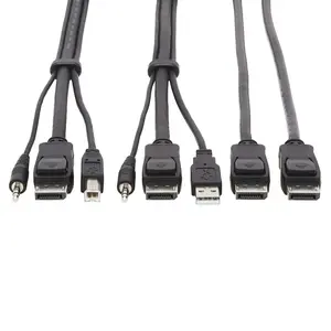 Tripp Lite series Dual DisplayPort KVM Cable Kit - DP, USB, 3.5 mm Audio (3xM/3xM) + DP (M/M), 4K, 4:4:4, 6 ft. (1.83 m), Black