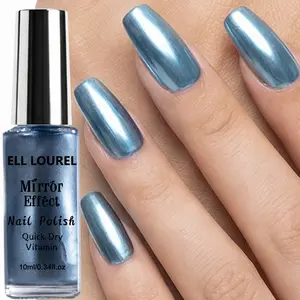 ELL LOUREL 10ml Mirror-Finish Metallic Ice Blue Nail Polish: Alcohol-free, quick-drying, with a high-gloss mirror finish, long-lasting and scratch-resistant, and easy to carry.
