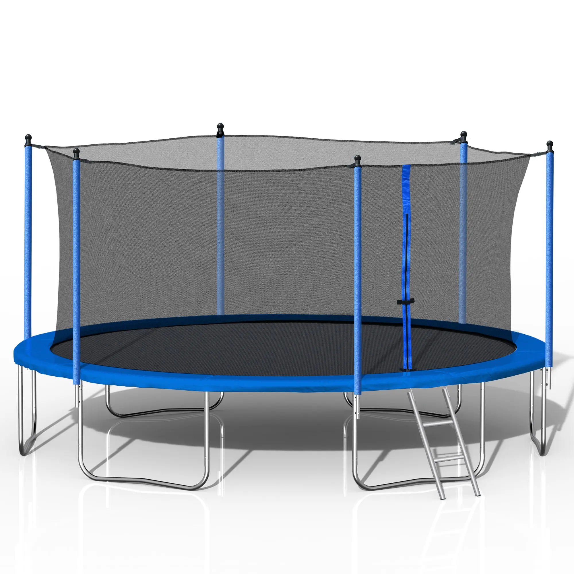 14FT Ladder Recreational Trampoline with Safety Enclosure Net, Heavy Duty Jumping Mat & Spring Cover Padding for Kids and Adults