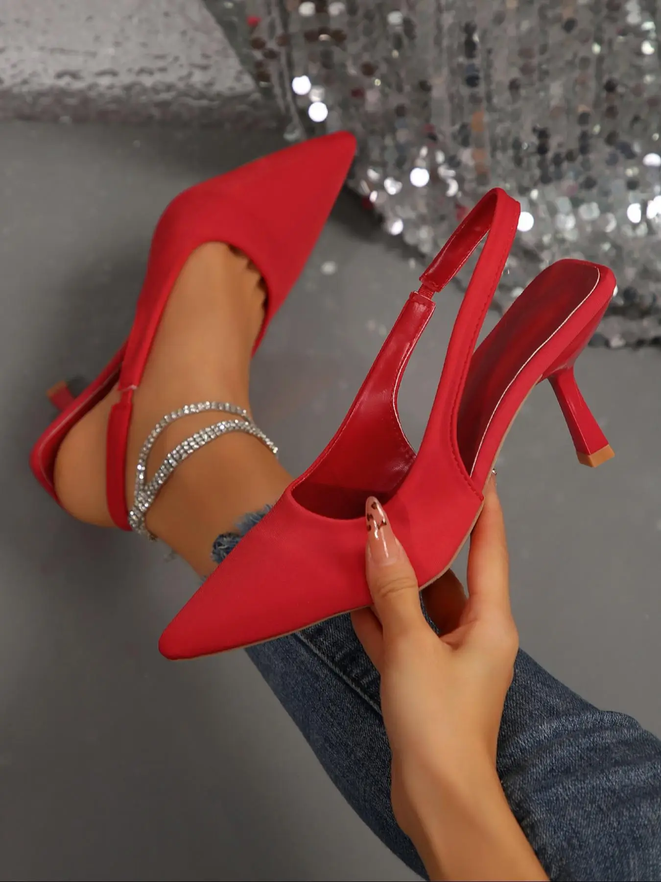 Women's Fashionable Pointed Toe High Heel Shoes, Elegant Solid Color Slingback Pumps for Party, Daily Clothing Decor for Women & Girls, Valentine's D