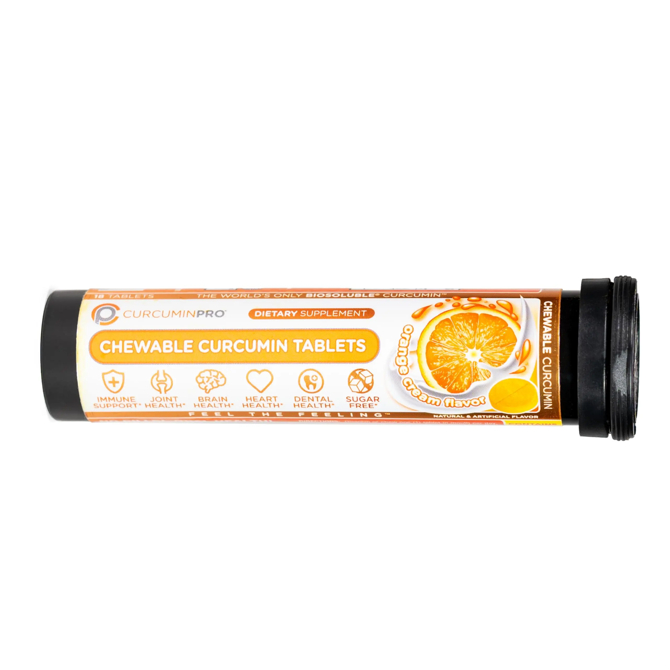 curcuminpro Chewable Tablets | BioSoluble Organic Turmeric Curcumin | Sugar-Free | Movement Support | 18 Count | Orange Cream Flavor