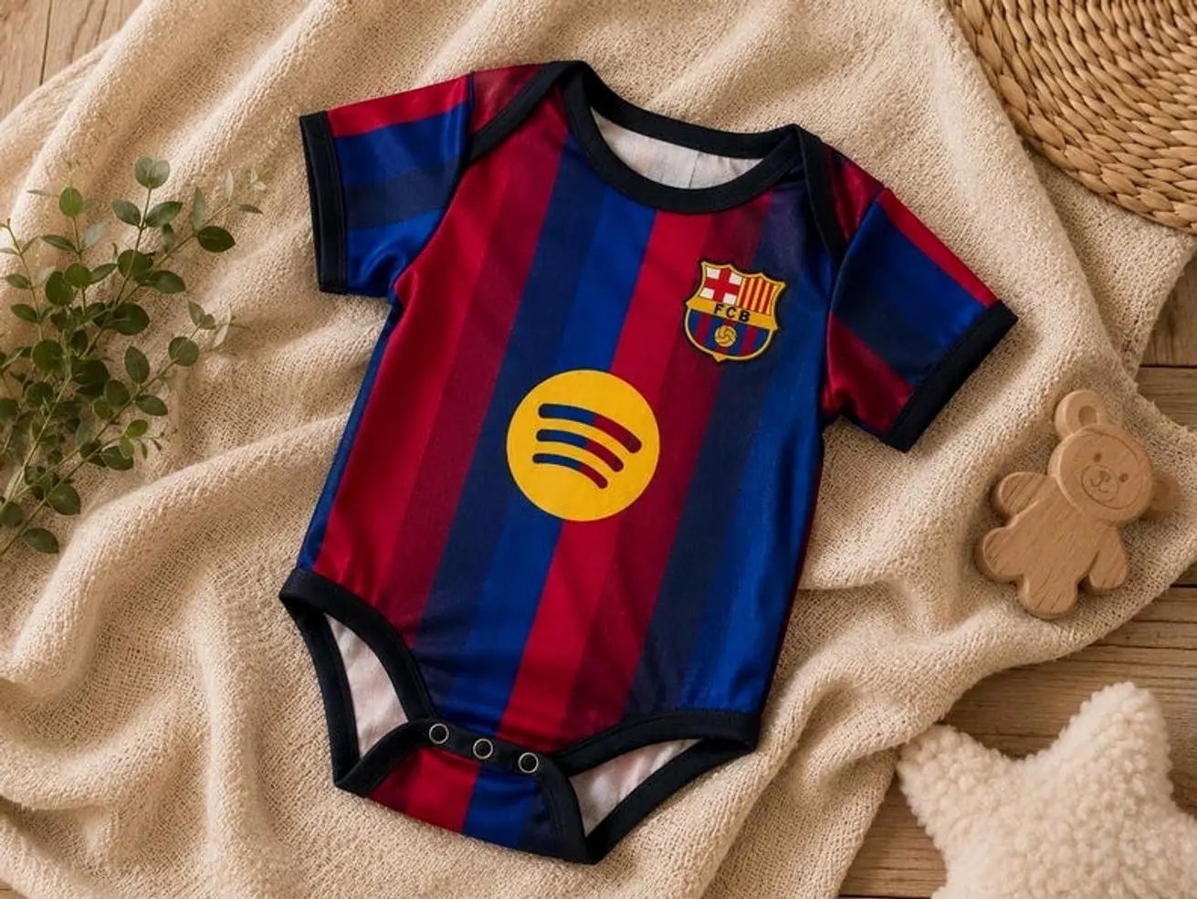 Personalized Soccer Baby Romper, Barcelona Inspired Baby Jersey, Custom Football Onesie, Baby Shower Gift, Newborn Outfit ZJD
