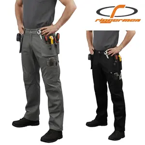 Men's Tactical Work Pants Casual Trousers Jeans with Holster Pockets Fabric Menswear Belt Breathable Classic Cotton Plain Human Khaki Dress Underwear Beige