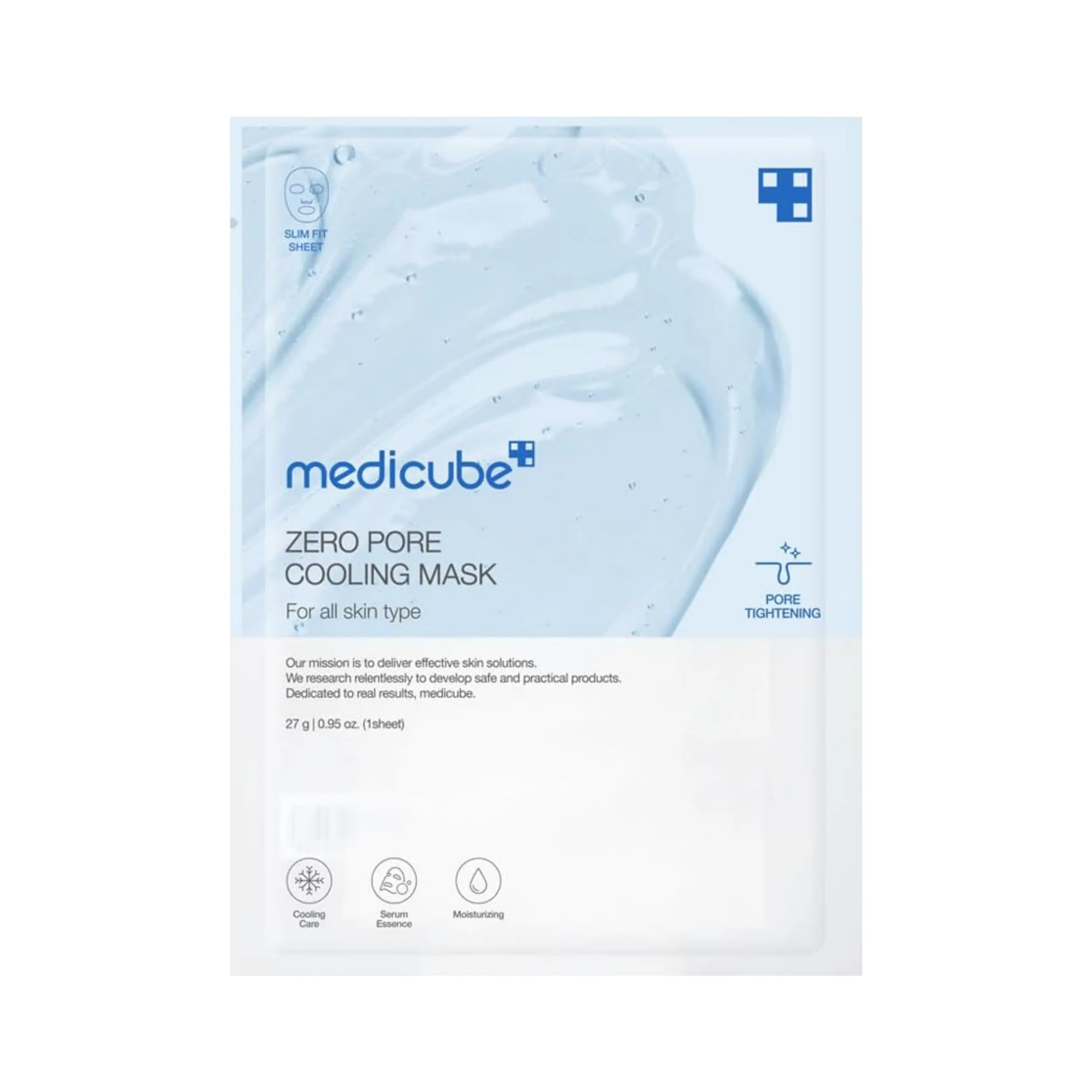 [Official Medicube Partner] Zero Pore Cooling Mask (1ea/5ea/10ea) - Pore Tightening & Sebum Control, Niacinamide, Adenosine & Quad Pore Care, Alcohol-Free Cooling Sheet Mask, Hydrating & Soothing