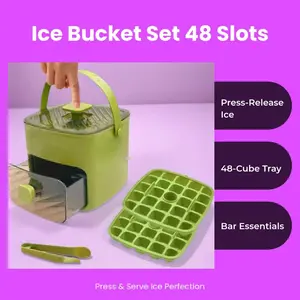 Press-type Ice Bucket Set, 1 Set 48-grid Ice Cube Tray with Lid & Storage Box & Ice Tongs, Ice Molds, Whiskey Ice Cubes Mold, Bourbon Ice Cube Molds, Bar Utensils, Home Bar Accessories for Whiskey, Cocktail, Coffee & DIY