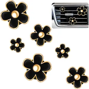 Car Accessories 6 Pcs Daisy Flower Air Vent Clip Universal Fit Easy Apply Sparkling Cross Decoration Charm for Car Interior Dashboard Decor