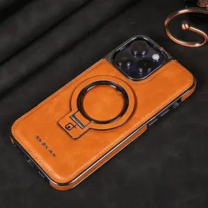 For iPhone 17 Pro Max 17 Pro 16 Pro Max 16 Pro 15 14 13 Case Luxury Business Leather Magnetic Kickstand Shockproof Cover