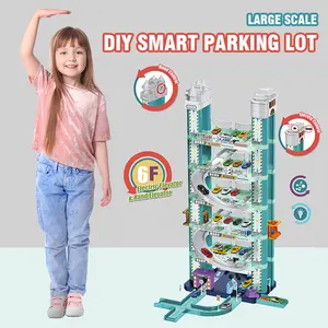 Garage Track Set with Electric Elevator, Upgrade 6 Levels Toy Car Garage with 2 Die-Cast Toy Cars Birthday Gifts Christmas Gifts