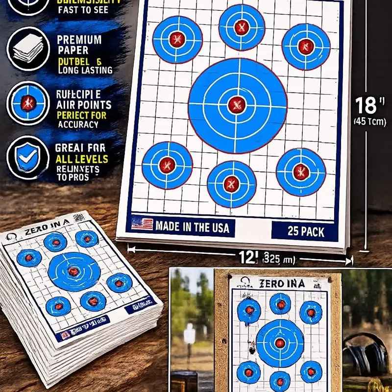 Tactnib Compact Sports Outdoor Paper Targets, 12x18 in Cardstock, Designed & Made in USA, 25 Packs (Free Mobile App)