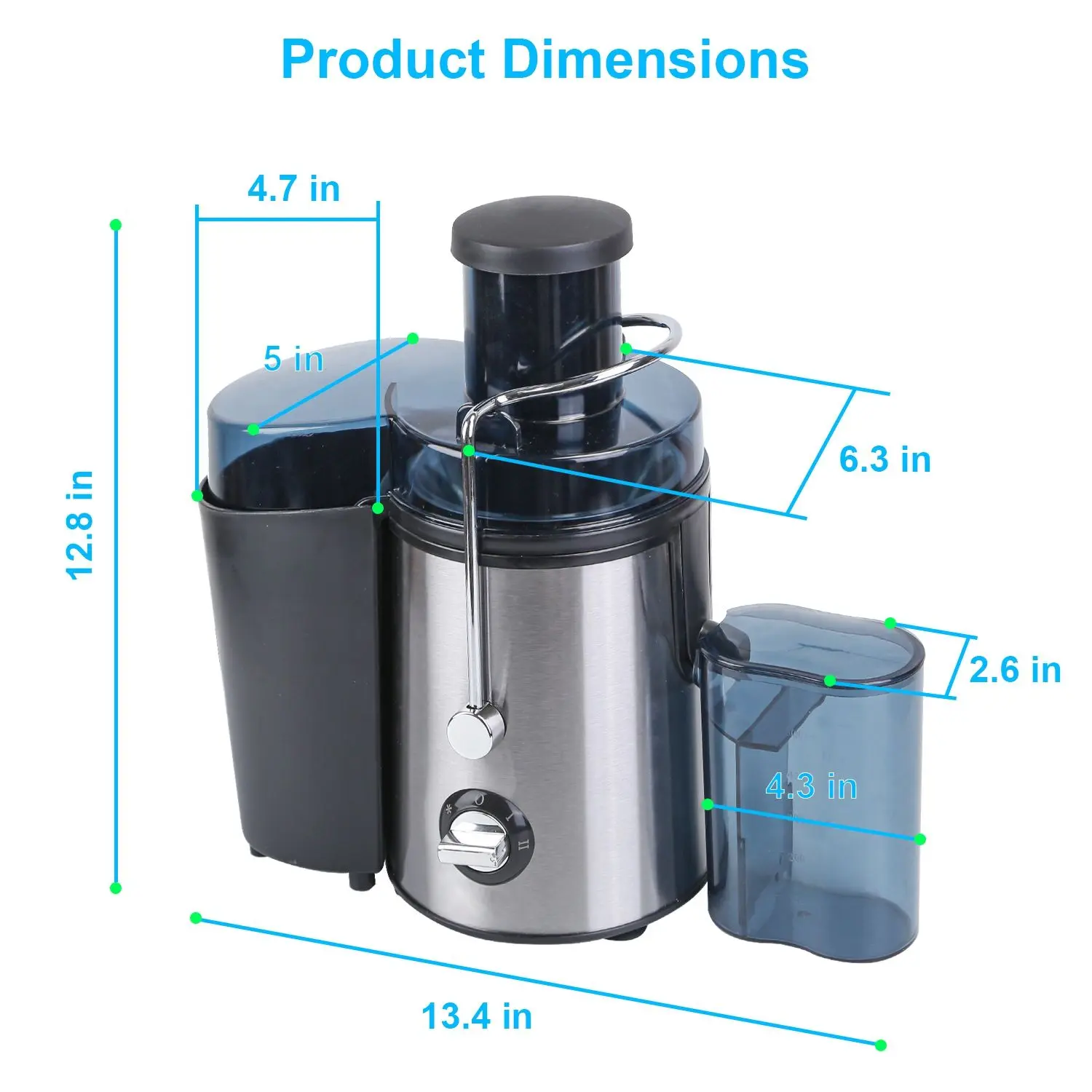 Electric Centrifugal Juicer 1000W with 2 Speeds, 3.6in Wide Feed Chute, 17Oz Cup, 54Oz Pulp Collector for Fruits and Veggies