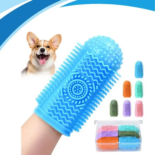 6PCS 360° Dog Toothbrush Finger Brush Kit, Silicone Pet Toothbrush for Dogs and Cats, Teeth Cleaning & Dental Care Tool, Soft Finger Tooth Brushes for Plaque and Tartar Removal