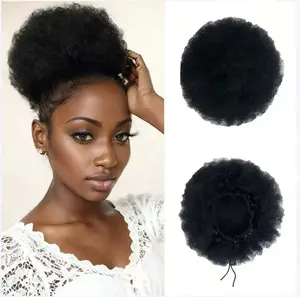 Afro Puff Drawstring Ponytail Extension hair piece for Black Women Short Synthetic Ponytail Extension Kinky Curly messy Bun Clip On Natural Hair for Daily and Halloween Use