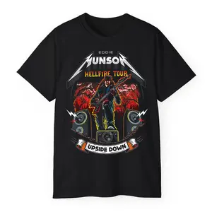 Eddie Munson Stranger Things Hellfire Tour Upside Down Concert Graphic T-Shirt