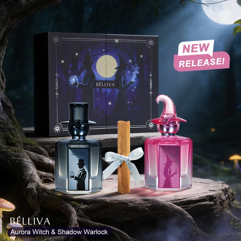 BELLIVA Witch Couple Perfume Set 2×50ml – Amber Floral × Vanilla Aromatic – Long-Lasting Fragrance – Romantic Magical Scent Combo – Elegant Witchy Scent – Perfect Gift for Him & Her – Anniversary, Valentine’s Day & Special Occasions