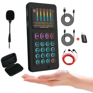 Live Sound Card Live Audio Mixing Console With Voice Changer And AI Noise Reduction Bluetooth Mixer, 6 Custom Sound Pads, for Outdoor Streaming, Gaming, Podcasting,Recording,Singing