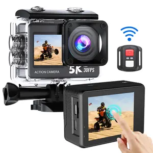 Action Camera 5K/30FPS 4K/60FPS 170-degree Wide-angle Lens 30-meter Waterproof Case Anti-shake Function Helmet Kit Cycling Kit Wi-Fi Mobile Phone Connection for Cycling Motorcycles Mountain Climbing Diving Hiking