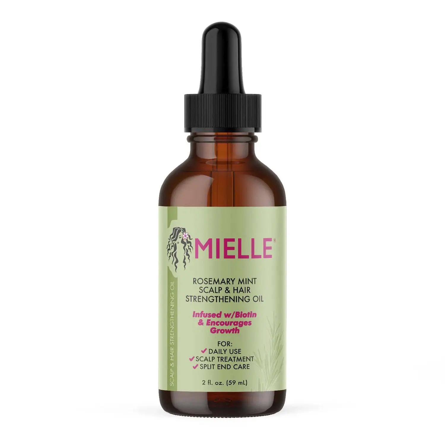 Mielle Rosemary Mint Strengthening Oil, Plant Based Scalp & Hair Treatment with Peppermint and Tea Tree Essential Oils for All Hair Types, 2oz, Scent, Hair Growth Oil