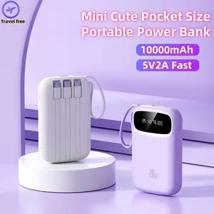 10000mAh Pocket Size Mini Cute 5V2A Fast Charging Power Bank, Smartphone Accessories, Small Size Large Capacity, Portable Lanyard Design Charger, USB Type-C Port travel Battery pack, for iPhone 7 8 X XR XS 12 13 14 15 16 Pro Max