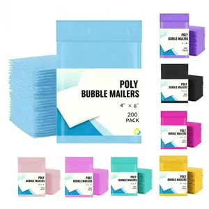 Waterproof 4x8 4x7 Poly Bubble Padded Envelopes Mailers Shipping Bag Various Colors 200 PCS Lightweight Tear-Proof Durable Self-Seal Closure Tamper-Evident Extra Protection