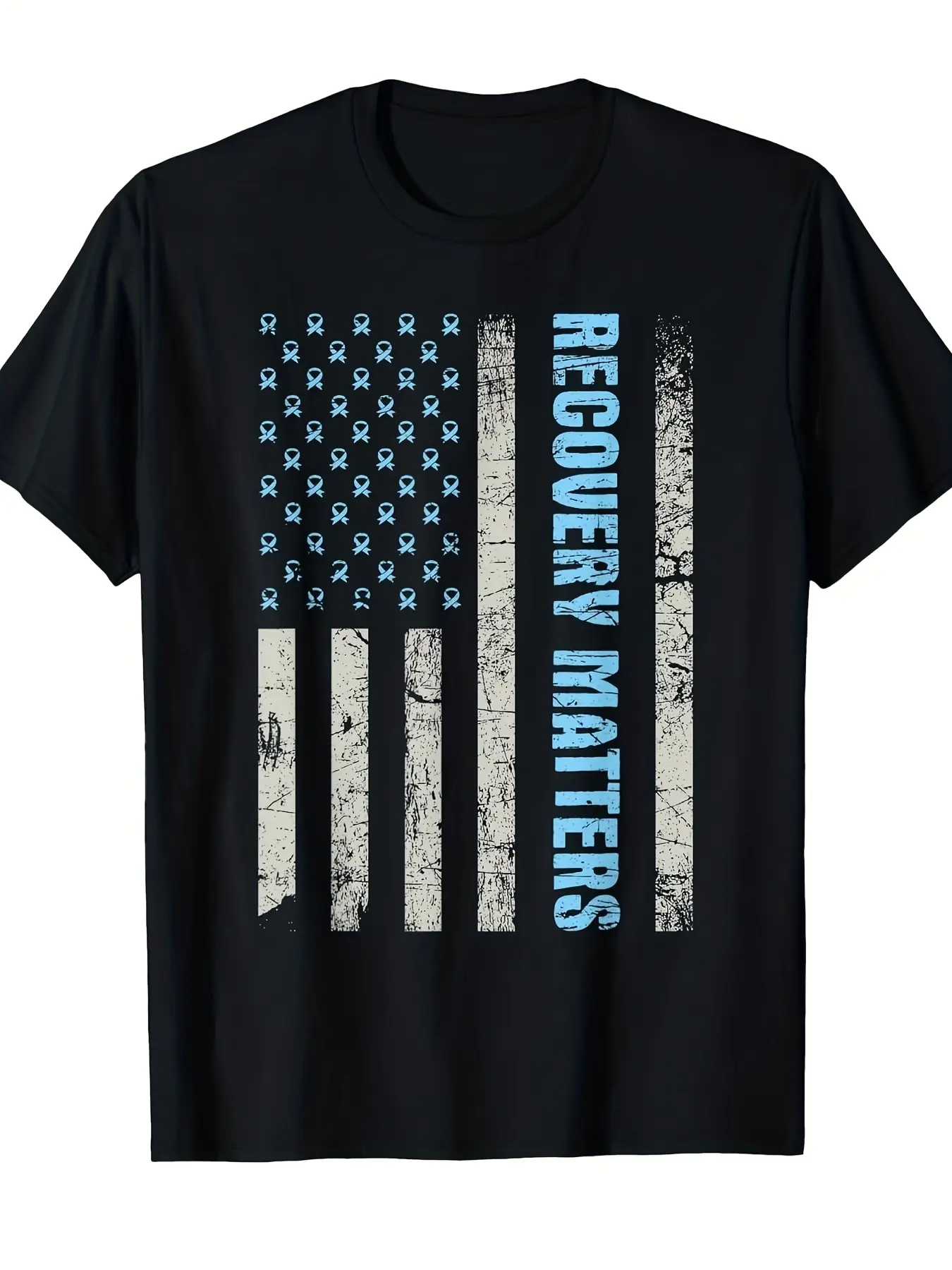 Recovery Matters - Sobriety Anniversary Sober AA T unisex soft cotton short sleeve t shirt, vintage graphic casual tee for men women teens, perfect birthday holiday gift for camping travel gym daily street  wear