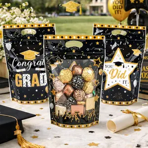 【Happy Graduation】25Pcs Resealable Ziplock Graduation Party Favor Bags Congrats Grad Plastic Treat Bags with Handles Goodie Candy Bags for Graduation Season Theme Party Gift Wrapping Supplies for Graduation Party Favors Supplies Assorted Pack of 2 Styles