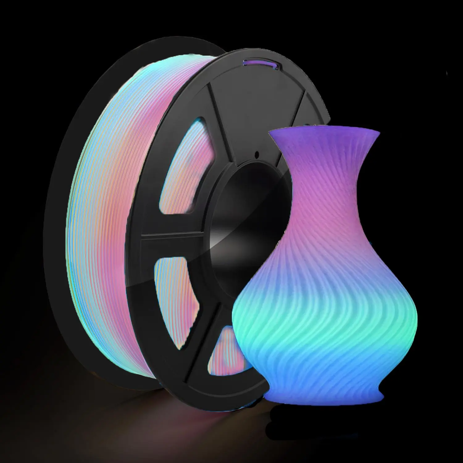 Glow Rainbow in the Dark 1.75mm Pla Filament, Phosphorescent Material, 0.25kg 250g 0.55lb Small Spool, Luminous Blue Bright 3D Printer Filament, High Compatibility, Fits Most Fdm Printers