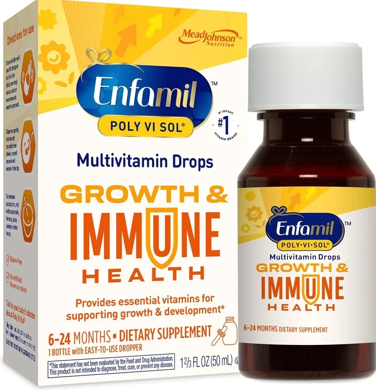 Enfamil Poly-Vi-Sol Liquid Multivitamin Supplement for Infants and Toddlers, 50 mL dropper bottle