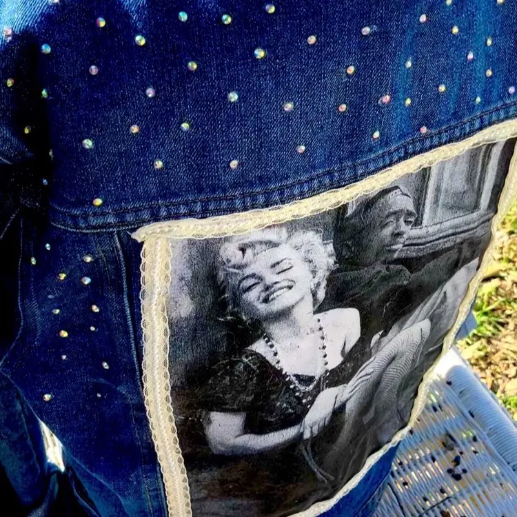 Marylyn Monroe & Tupac Bling Denim jacket