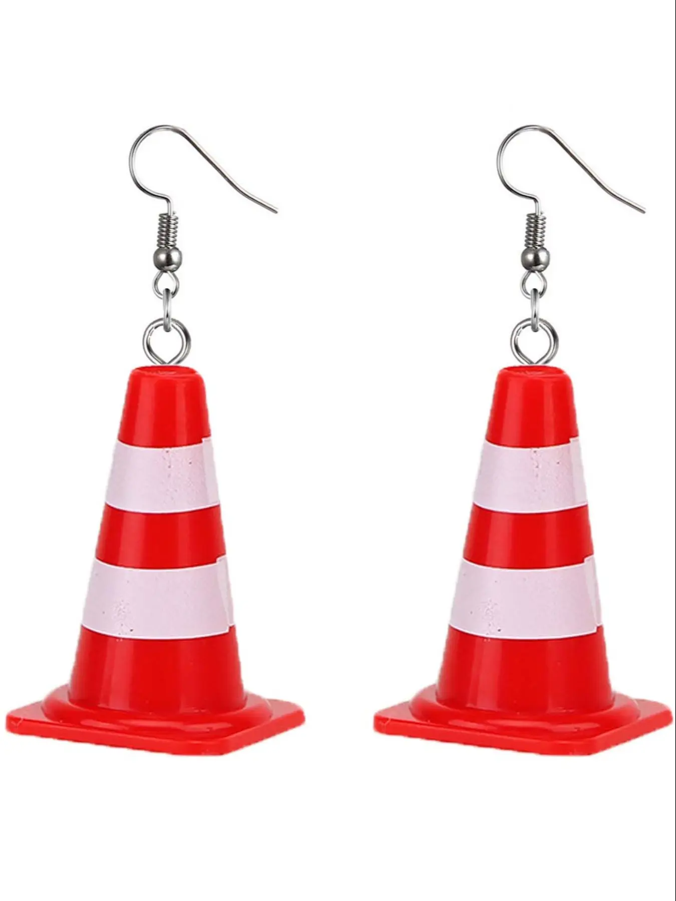 Traffic Cone Warning Sign Dangle Earrings, Creative Fun Jewelry Gift for Men Women, Unisex Fashion Earrings, Versatile Earrings, Unique Design Earrings, Fashionable Jewelry Accessories