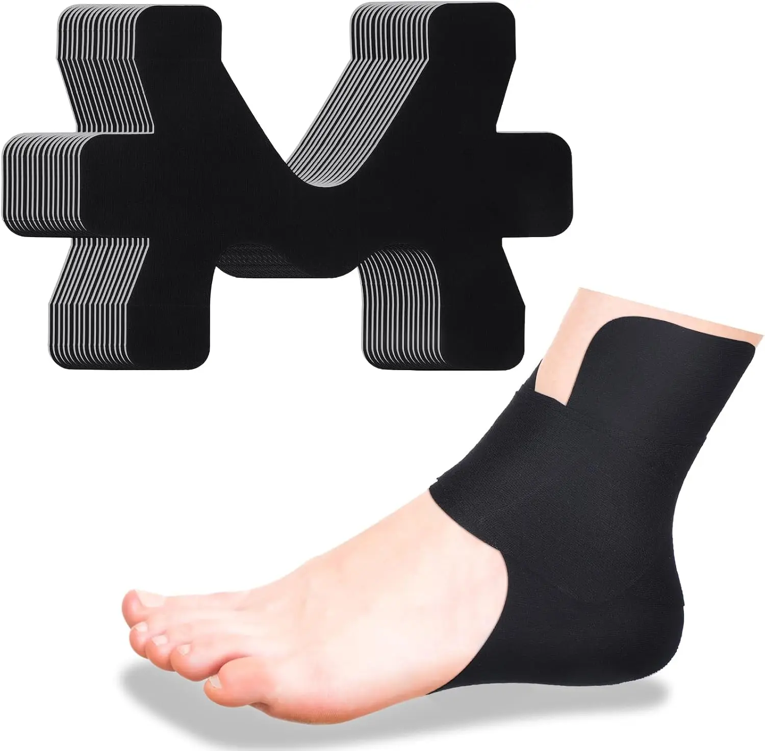 Stabilizing Sports Tapes, 10 PCS Pre-cut Black Cotton Kinesiology Tape, Waterproof & Breathable Elastic Band for Ankle Support & Pain Relief for Athletes, Youth, Kinesiology Sports Tape