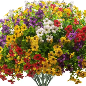 Artificial Flowers (5 Pieces/set), Realistic Fake Plants for Home Garden Porch Window Box Courtyard Seasonal Decorations Spring Summer