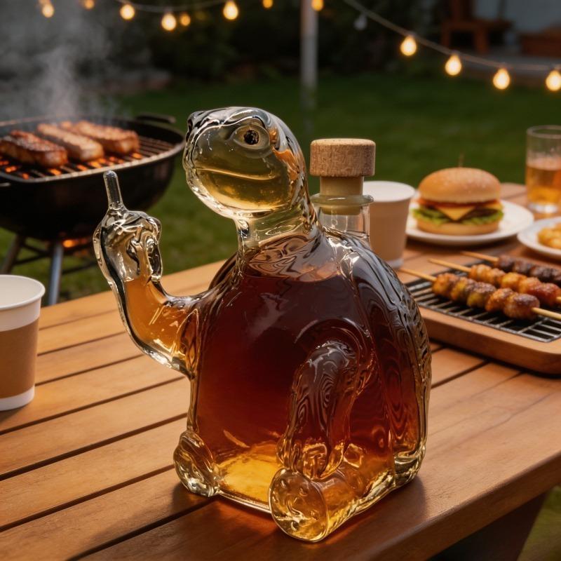 Novelty Turtle Glass Whiskey Bottle, Decorative Liquor Storage Container for Brandy, Vodka & Wine, Stylish Home Bar Accent and Great Gift Choice