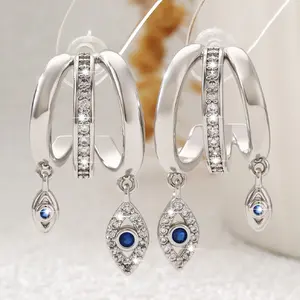 New Devil's Eye Micro-Inlaid Zirconia Stud Earrings, Hot-Selling Personality and Style Earrings Stainless Steel Cuban Link Necklace Gradient Diamond Bead Rosary Gold Plated Small Hoop Set