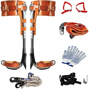 Tree Climbing Spikes,Tree Climbing Gear,Adjustable Pole Climbing Spurs Steel with Foot Belts,Rope,Gloves,and Non-Slip Pedal,Tree Climbing Kit for Climbing Trees, Picking Fruit